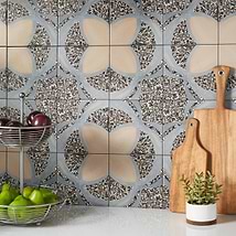 Chips Fleur De Lis Nero Multicolor 8x8 Terrazzo Look Matte Porcelain Tile