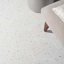 Six Hexagon Multi White 12.5" Terrazzo Look Matte Porcelain Tile