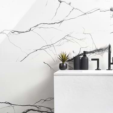 Drama Breach Black & White 24x48 Polished Porcelain Tile