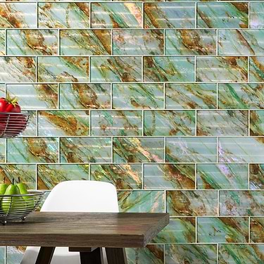 Gem Emerald Green 4x9 Polished Glass Subway Tile