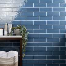 Kiln Blue 3x9 Polished Porcelain Subway Tile