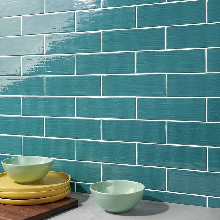 Kiln Teal Green 3x9 Polished Porcelain Subway Tile