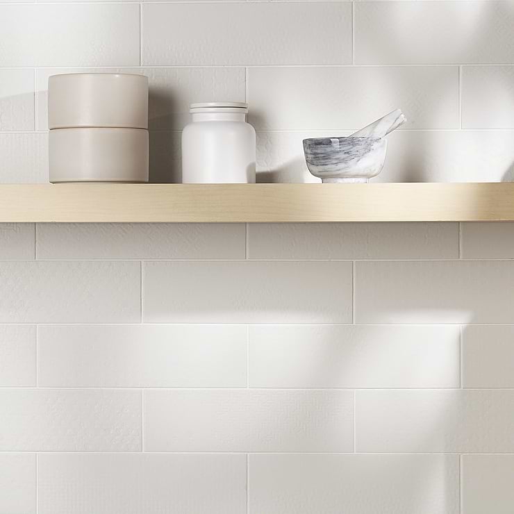 Tessuto White 4x12 Porcelain Matte Subway Tile for Wall & Floor