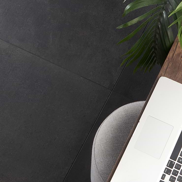 Bronx Black Large Format Matte Porcelain Tile - Sample; in Black Porcelain; for Backsplash, Floor Tile, Kitchen Floor, Kitchen Wall, Wall Tile, Bathroom Floor, Bathroom Wall, Shower Wall, Shower Floor, Outdoor Floor, Outdoor Wall, Commercial Floor, Pool Tile; in Style Ideas Craftsman, Industrial, Rustic