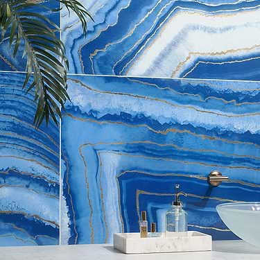 Agate Art Azul Blue 24x48 Artisan Decor Polished Porcelain Tile