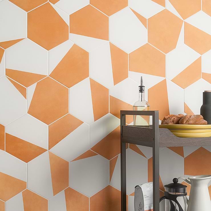 HexArt Pop Orange 8" Hexagon Matte Porcelain Tile
