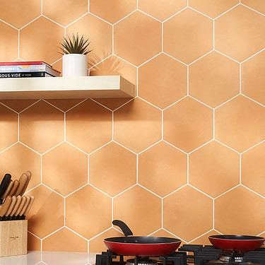 HexArt Orange 8" Hexagon Matte Porcelain Tile - Sample
