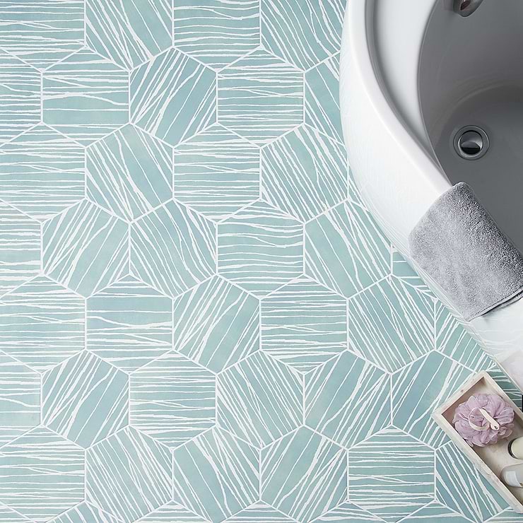HexArt Zen Ice Turquoise 8" Hexagon Matte Porcelain Tile