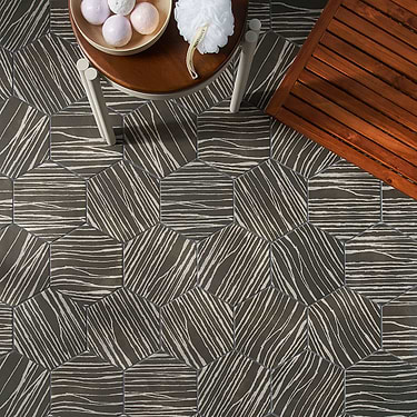 HexArt Zen Dusty Nero Black 8" Hexagon Matte Porcelain Tile