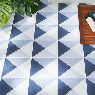 Art Geo  Cement Deco Blue 8x8 Matte Porcelain Tile by Elizabeth Sutton
