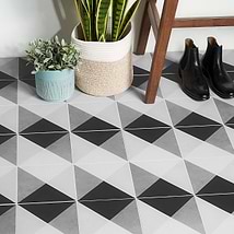 Art Geo by Elizabeth Sutton Cement Deco Charcoal Gray 8x8 Matte Porcelain Tile: Pattern 3
