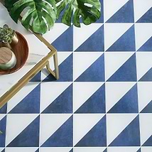 Art Geo Cement Dos Blue by Elizabeth Sutton 8x8 Matte Porcelain Tile