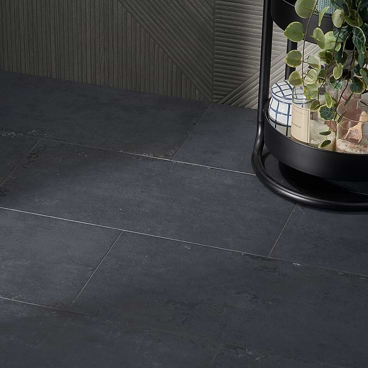 Portrait Black Gold 12x24 Matte Porcelain Tile