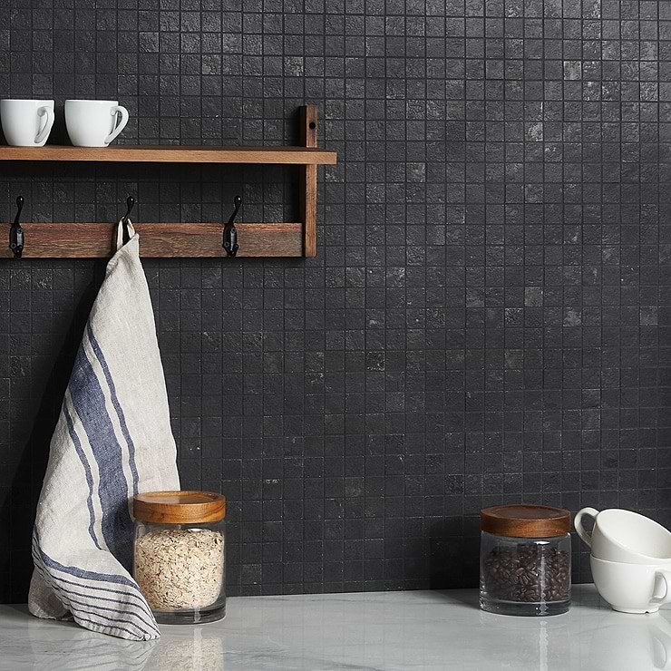 Portrait Black 1x1 Matte Porcelain Mosaic; in Black Porcelain; for Backsplash, Floor Tile, Kitchen Floor, Kitchen Wall, Wall Tile, Bathroom Floor, Bathroom Wall, Shower Wall, Shower Floor, Outdoor Floor, Outdoor Wall, Commercial Floor, Pool Tile; in Style Ideas Contemporary, Industrial, Modern, Traditional, Transitional; released 2023; new, trends