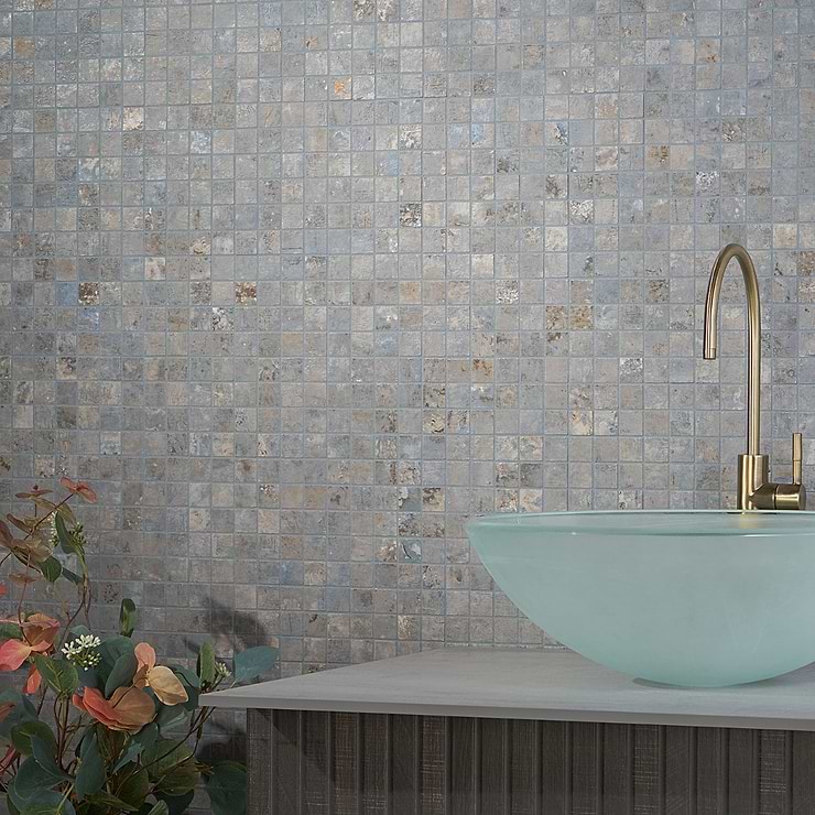 Portrait Ocean Blue 1x1 Matte Porcelain Mosaic; in Blue Porcelain; for Backsplash, Floor Tile, Kitchen Floor, Kitchen Wall, Wall Tile, Bathroom Floor, Bathroom Wall, Shower Wall, Shower Floor, Outdoor Floor, Outdoor Wall, Commercial Floor, Pool Tile; in Style Ideas Contemporary, Industrial, Modern, Traditional, Transitional; released 2023; new, trends
