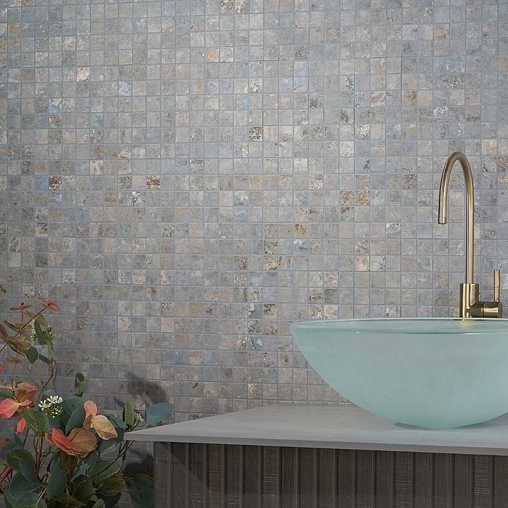 Sample-Portrait Ocean Blue 1x1 Matte Porcelain Mosaic Tile