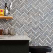 Portrait Ocean Blue 1x4 Herringbone Matte Porcelain Mosaic Tile