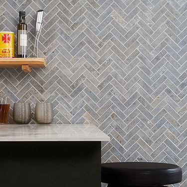 Portrait Ocean Blue 1x4 Herringbone Matte Porcelain Mosaic