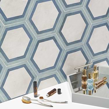 Ava Deco Ocean Cielo Blue 8" Hexagon Matte Porcelain Tile