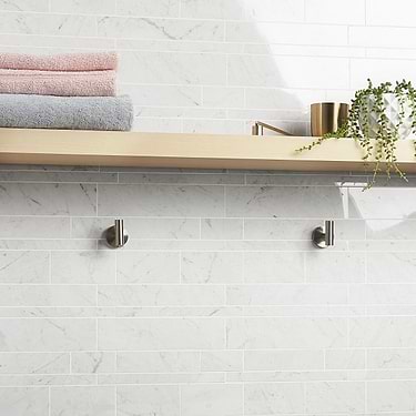 dreamstone Carrara Giola White Railroad Polished Porcelain Mosaic