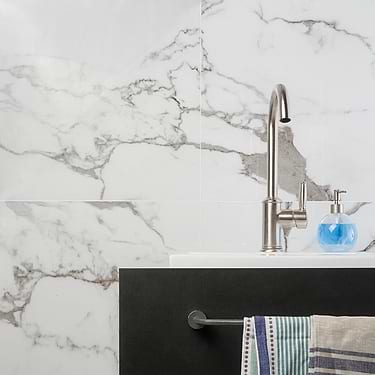 DreamStone Statuario Valley White 24x24 Polished Porcelain Tile