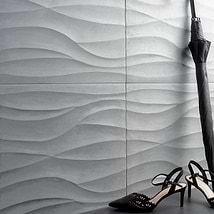 Thalia 3D Carved Wave Gres Blue 18x18 Honed Limestone Tile
