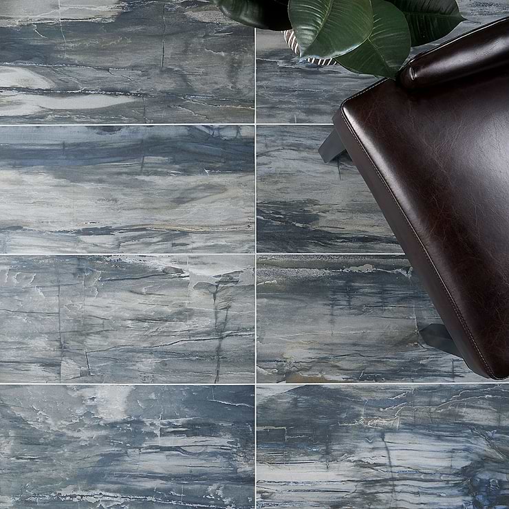 Petrawood Blue 12x24 Wood Look Matte Porcelain Tile; in Blue Porcelain; for Backsplash, Floor Tile, Kitchen Floor, Kitchen Wall, Wall Tile, Bathroom Floor, Bathroom Wall, Shower Wall, Commercial Floor; in Style Ideas Beach, Mid Century, Tropical