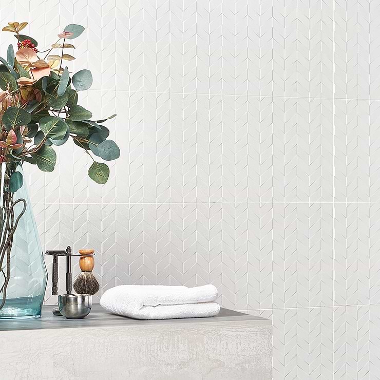 Wonderland Wind White 12x36 3D Polished Ceramic Tile; in White White Body Ceramic; for Backsplash, Kitchen Wall, Wall Tile, Bathroom Wall, Shower Wall; in Style Ideas Art Deco, Beach, Classic, Contemporary, Mid Century, Modern, Traditional, Transitional; released 2023; new, trends