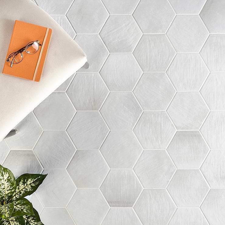 Kaleko Cement Gray 8" Hexagon Matte Porcelain Tile ; in Gray Porcelain; for Backsplash, Floor Tile, Kitchen Floor, Kitchen Wall, Wall Tile, Bathroom Floor, Bathroom Wall, Shower Wall; in Style Ideas Industrial