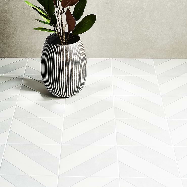 Auteur Diagonals Ash 9x9 Porcelain Tile: Pattern 4