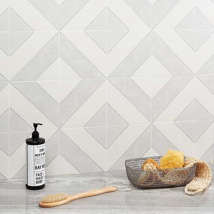 Auteur Diagonals Ash 9x9 Porcelain Tile: Pattern 2 