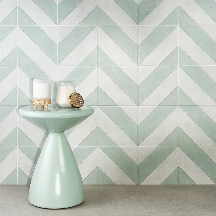 Auteur Diagonals Sage 9x9 Porcelain Tile