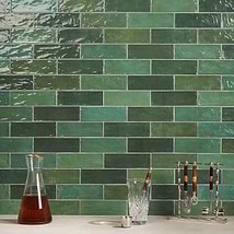 Portmore Green 3x8 Glazed Ceramic Subway Wall Tile