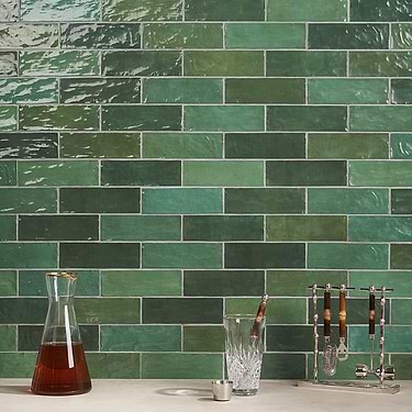 Portmore Green 3x8 Glazed Ceramic Wall Tile  - Sample