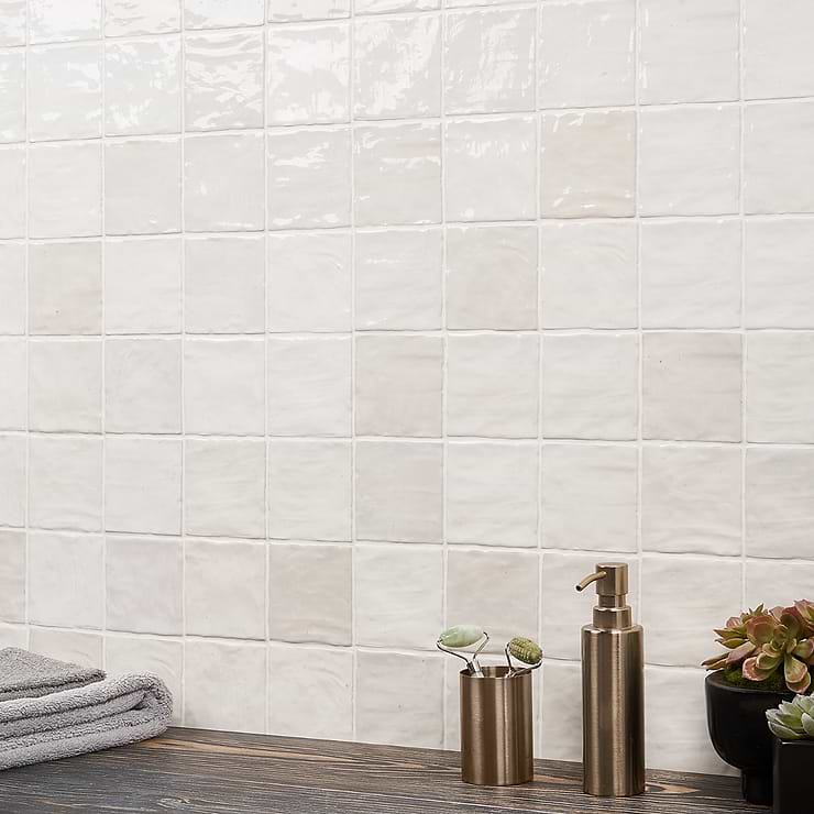 Portmore White 4x4 Glazed Ceramic Wall Tile