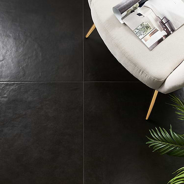 Rethink Leather Black 24x24 Matte Porcelain Tile
