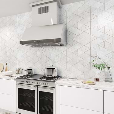 Verin Carrara Gray 6x6 Polished Marble & Brass Mosaic