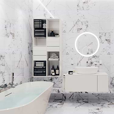 Calacatta Select White 12X12 Polished Marble Tile