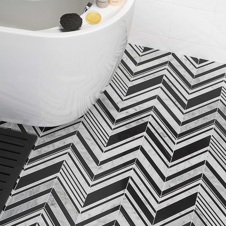 Aya Nero Polished Marble Mosaic Tile