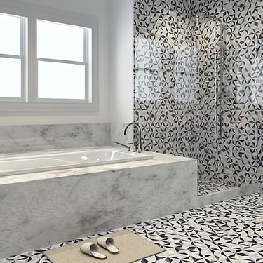 Phantasm Winter Sky Blue and white Polished Marble Mosaic Tile - Sample