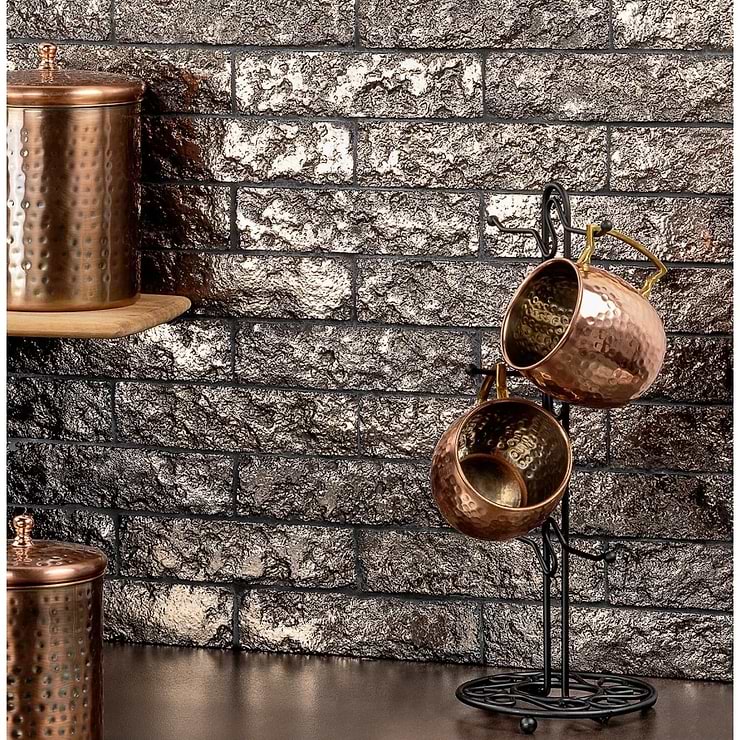 Easton Mesa Mesa Gold 2x8 Handmade Glazed Clay Brick Textured Brick Subway Tile; in Dark Gold Clay Brick; for Backsplash, Kitchen Wall, Wall Tile, Bathroom Wall, Shower Wall; in Style Ideas Classic, Craftsman, Industrial, Mid Century, Rustic