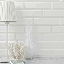 Astoria Beveled Brilliant White Glazed 3x9 Ceramic Subway Wall Tile