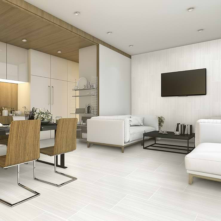 Miles Bright White 12x24 Matte Porcelain Tile; in Bright White Porcelain; for Backsplash, Floor Tile, Kitchen Floor, Kitchen Wall, Wall Tile, Bathroom Floor, Bathroom Wall, Shower Wall, Shower Floor, Outdoor Floor, Outdoor Wall, Commercial Floor, Pool Tile; in Style Ideas Contemporary, Modern, Traditional