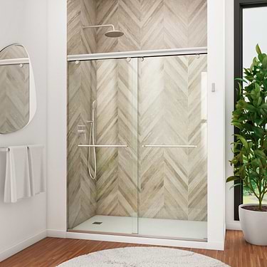 Charisma 60x76" Reversible Sliding Shower Alcove Door with Clear Glass in Brushed Nickel by DreamLine