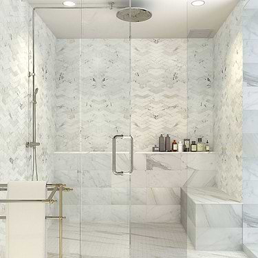 New Palm Beach White Floral Polished Marble Mosaic by Krista Watterworth