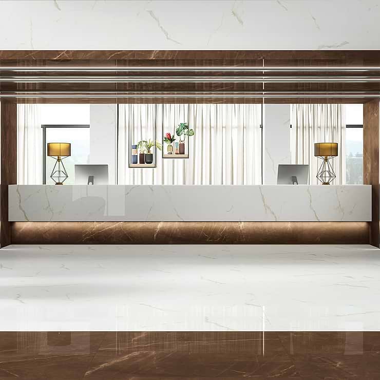 TileBarXL Marmi White Calacatta 24"X48" Polished Porcelain Tile