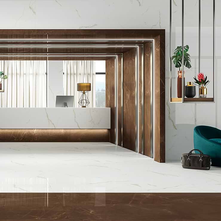 TileBarXL Marmi Slim White Calacatta 60x120 Polished Porcelain Slab
