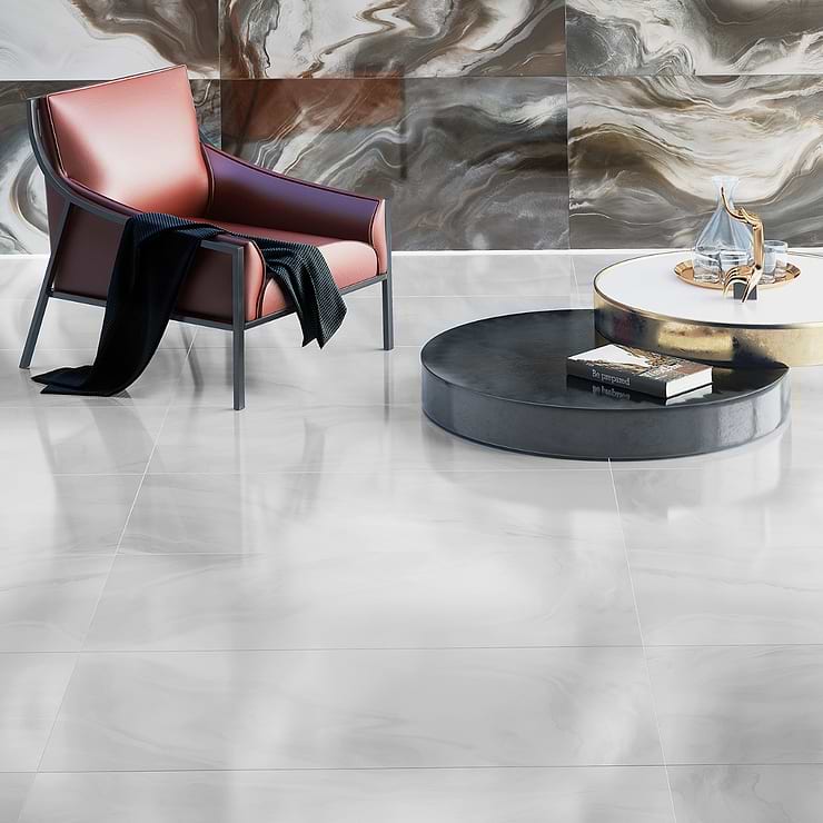 Waverly White 24x48 Polished Porcelain Tile