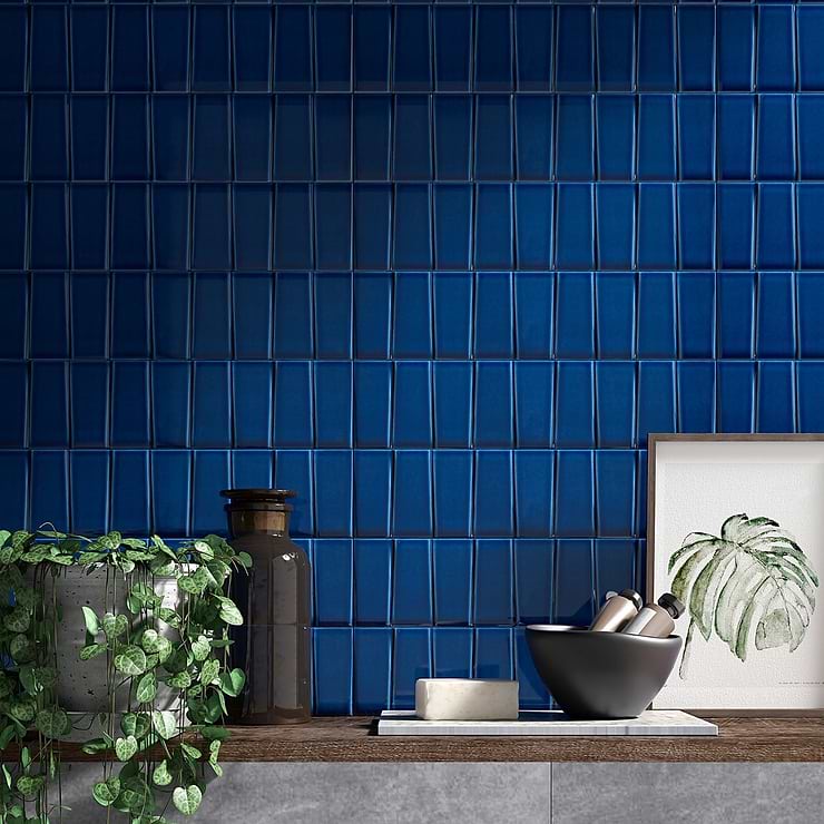 Colorplay Steps Nautical Blue 4.5x18 3D Glazed Crackled Ceramic Tile