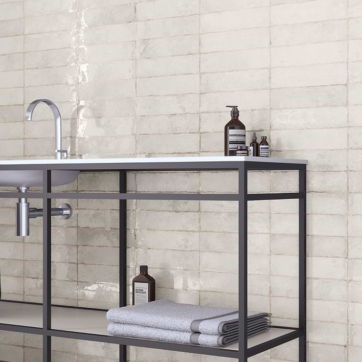 Kalay White 3x12 Glossy Ceramic Wall Tile
